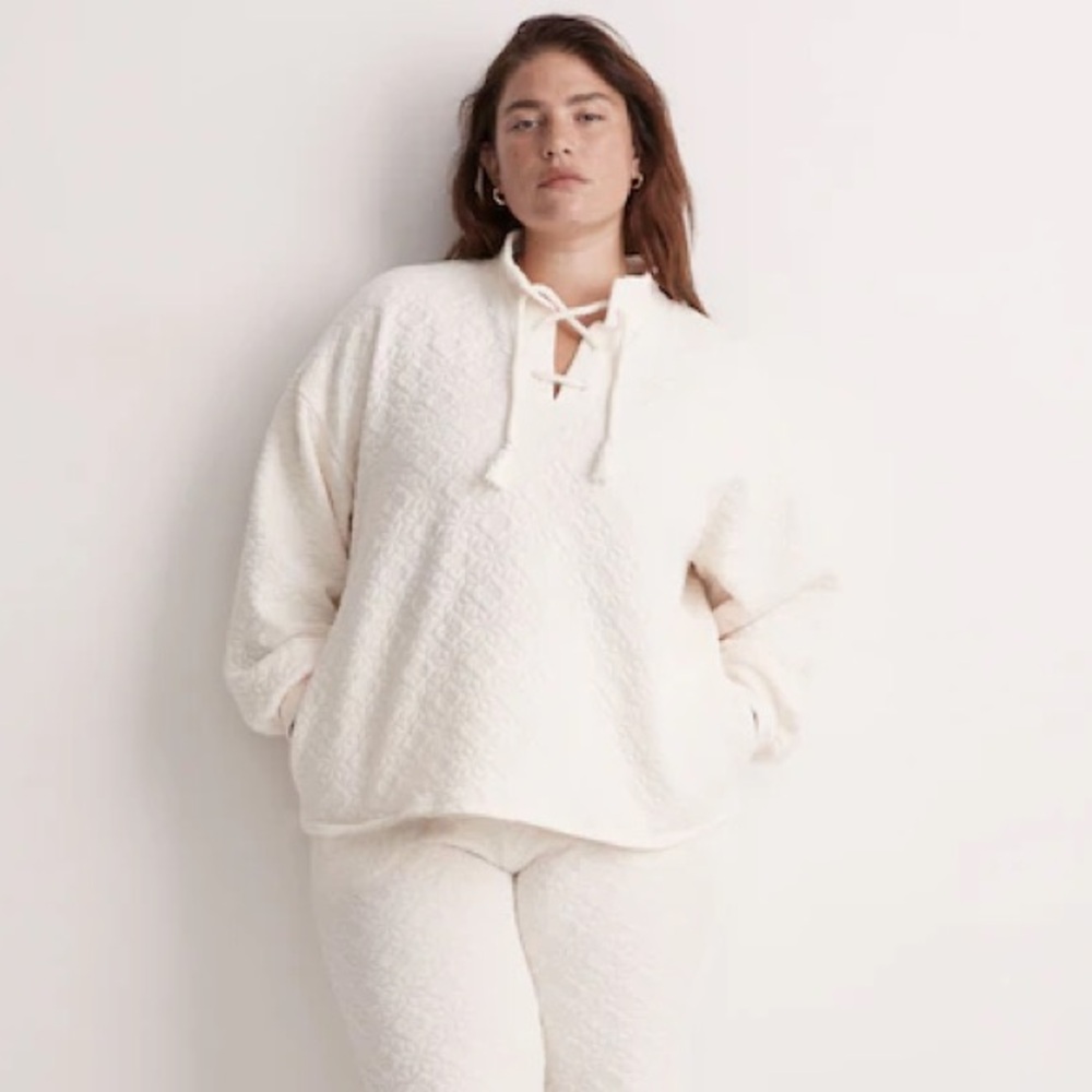 Madewell Quilted-Knit Lace-Up Sweatshirt